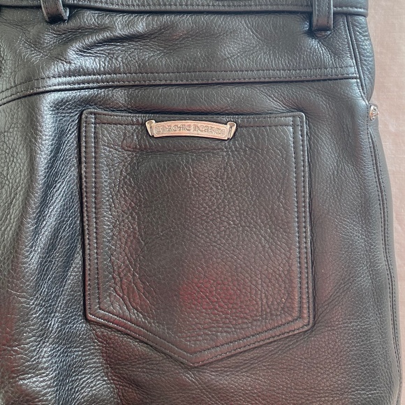 CHROME HEARTS - Men's Black Leather Pants - Picture 7 of 14